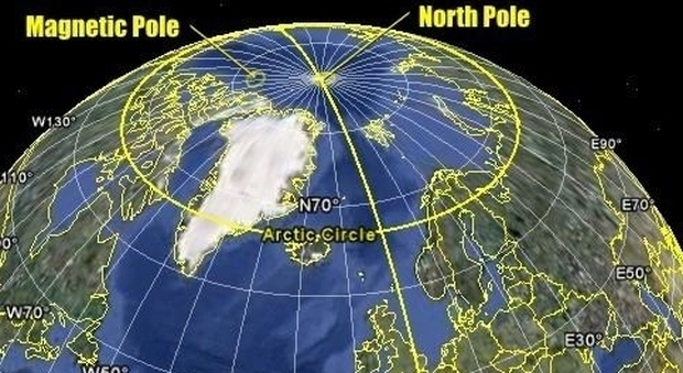 Polo Nord magnetico in fuga verso la Siberia, ...